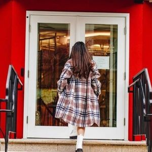 NWT ZARA Oversized Shacket Coat Longline Wool Blend Plaid